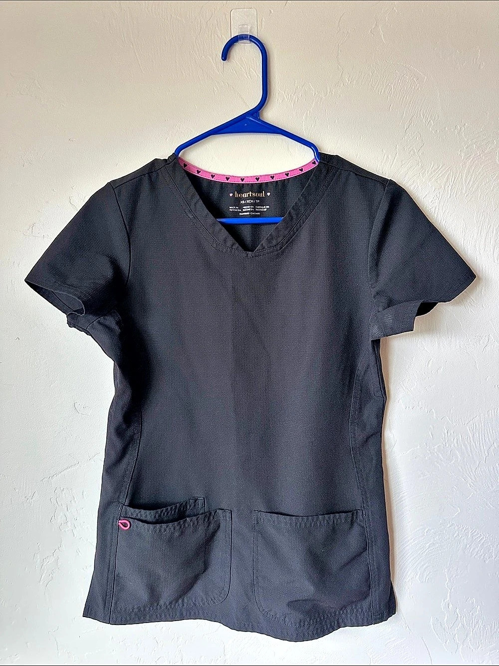 heartsoul Break On Through Pitter-Pat V-Neck Scrub Top Black XS